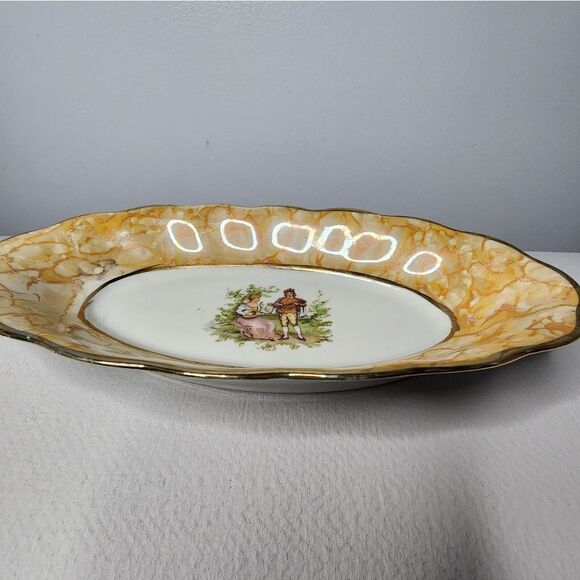 VINTAGE Favolina Made In Poland PLATE OR VANITY TRAY GOLD RIM HAND PAINTED - Picture 3 of 7
